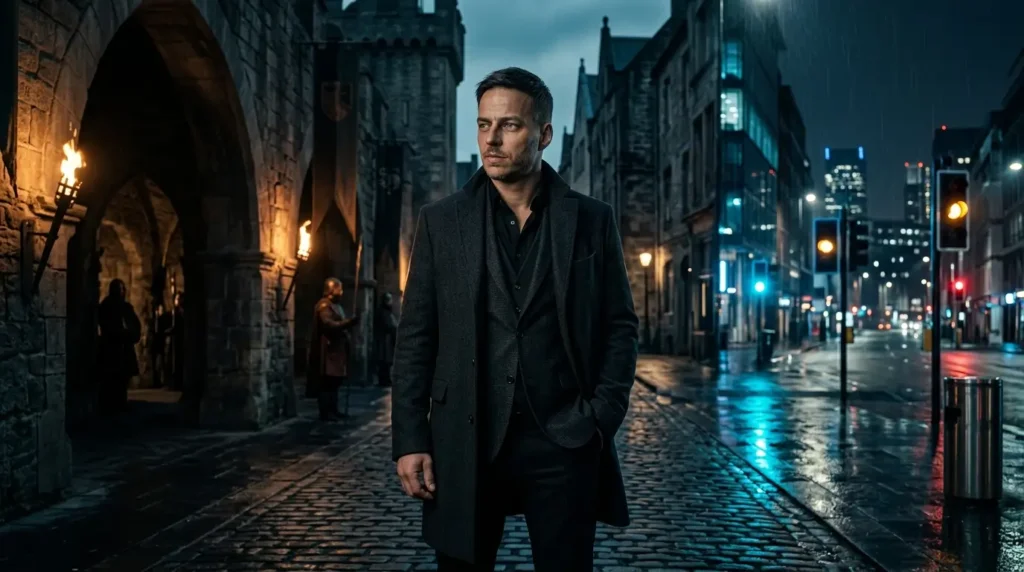 Tom Wlaschiha in a cinematic portrait inspired by his famous fantasy and thriller television roles